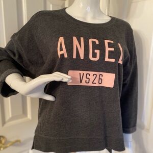 Victoria's Secret Charcoal Gray Pink Logo Sweatshirt Sz. Small NWT
